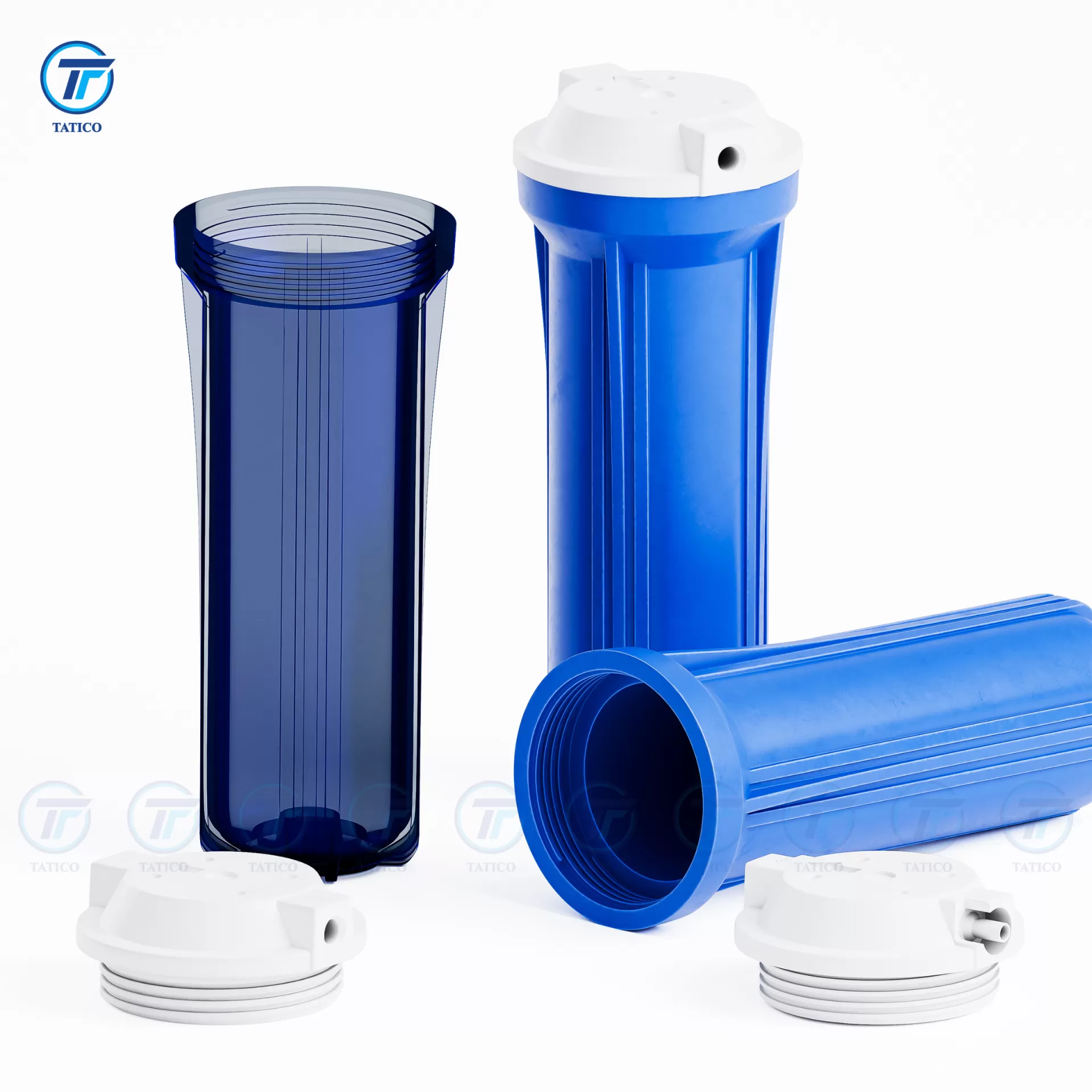 Bộ 3 cốc lọc nước 10 inch dạng vat (Trong - Xanh - Xanh)